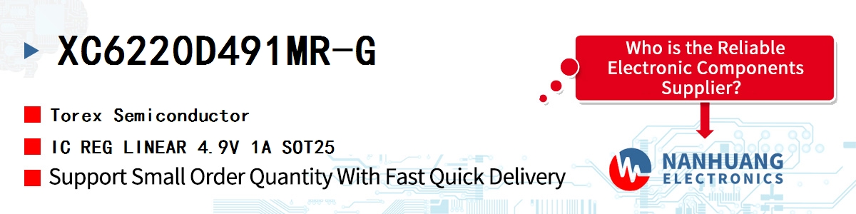 XC6220D491MR-G Torex IC REG LINEAR 4.9V 1A SOT25