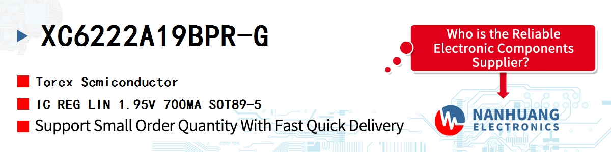 XC6222A19BPR-G Torex IC REG LIN 1.95V 700MA SOT89-5